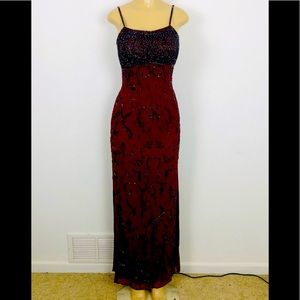 SEAN COLLECTION 100% SILK BEADED LONG DRESS